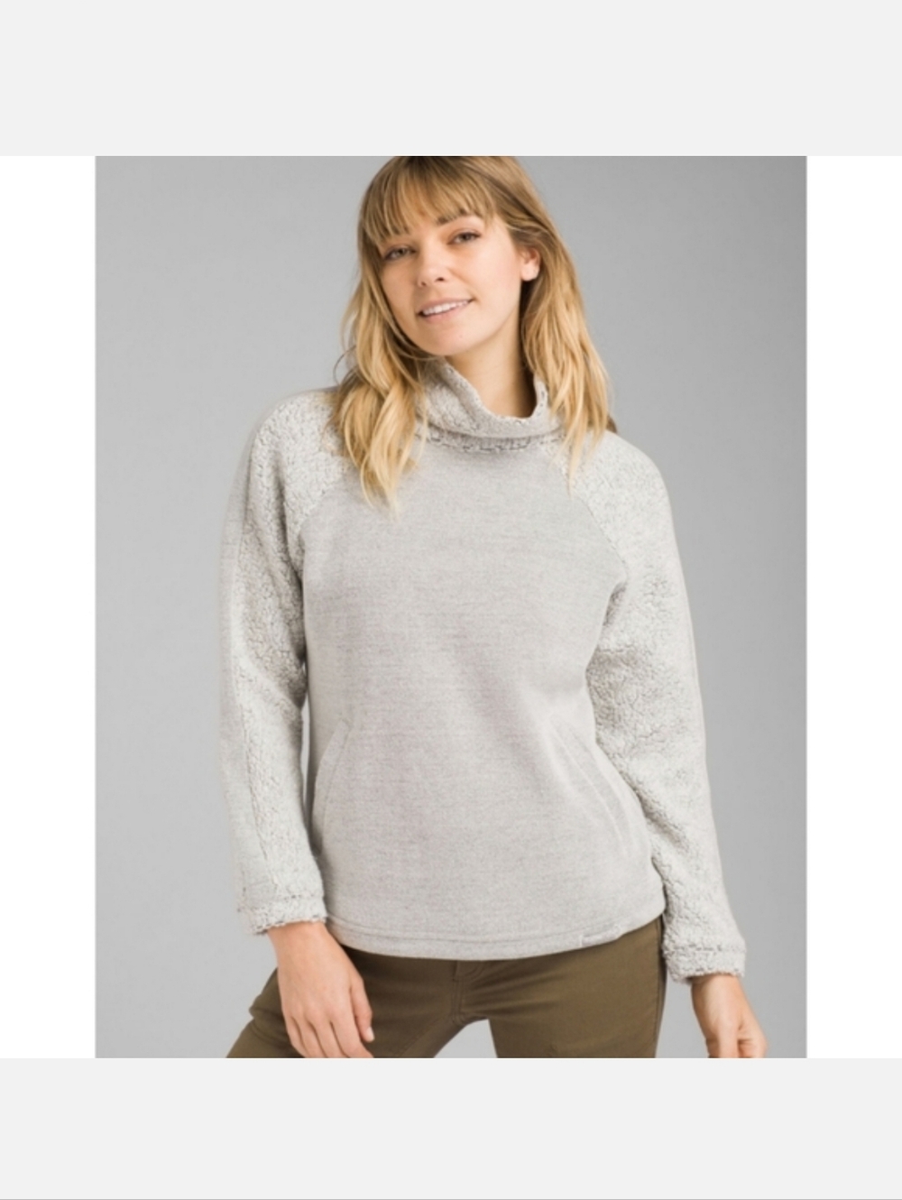 Prana Lockwood Recycled Wool Blend Sherpa Pullover Sweater Gray XS